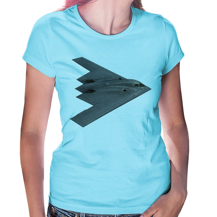 Baby Look B-2 Spirit Bombardeiro Furtivo - Azul Bebê