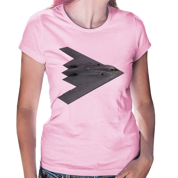 Baby Look B-2 Spirit Bombardeiro Furtivo - Rosa Bebê