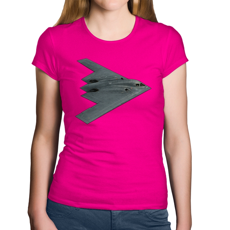 Baby Look Algodão B-2 Spirit Bombardeiro Furtivo - Rosa