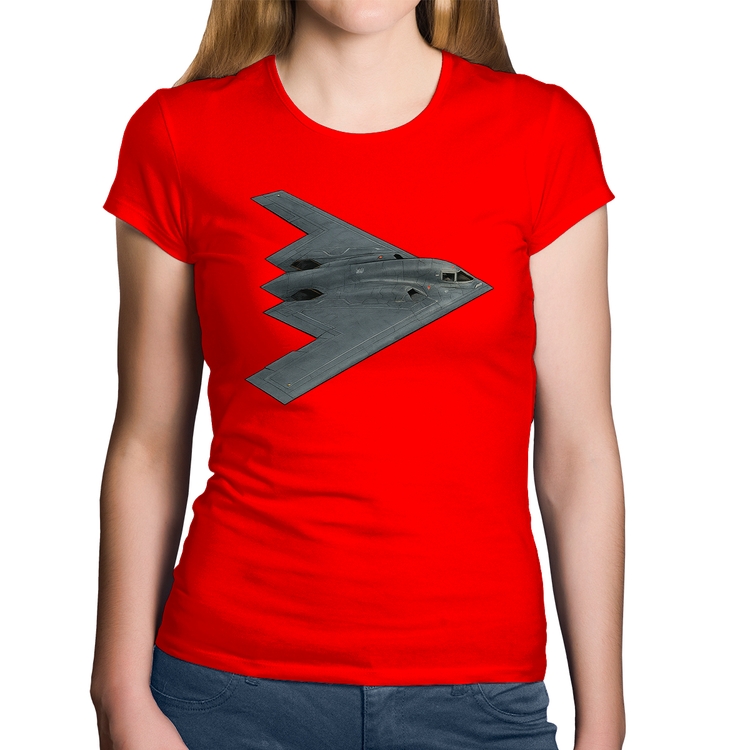 Baby Look Algodão B-2 Spirit Bombardeiro Furtivo - Vermelha