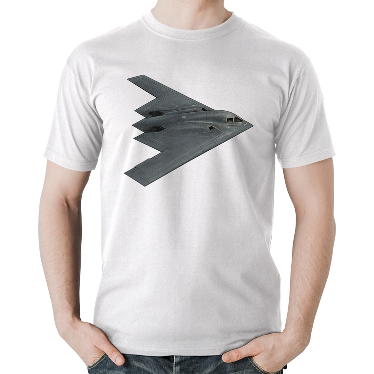 Camiseta Algodão B-2 Spirit Bombardeiro Furtivo - Branca