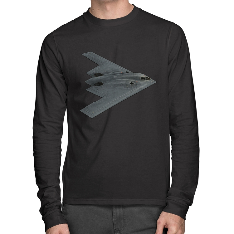 Camiseta Algodão B-2 Spirit Bombardeiro Furtivo Manga Longa