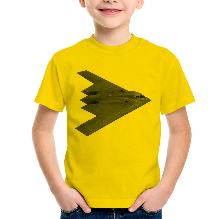 Camiseta Infantil B-2 Spirit Bombardeiro Furtivo - Amarela