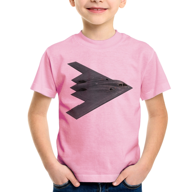 Camiseta Infantil B-2 Spirit Bombardeiro Furtivo - Rosa Bebê