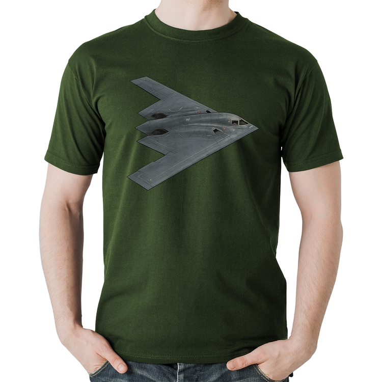Camiseta Algodão B-2 Spirit Bombardeiro Furtivo - Musgo