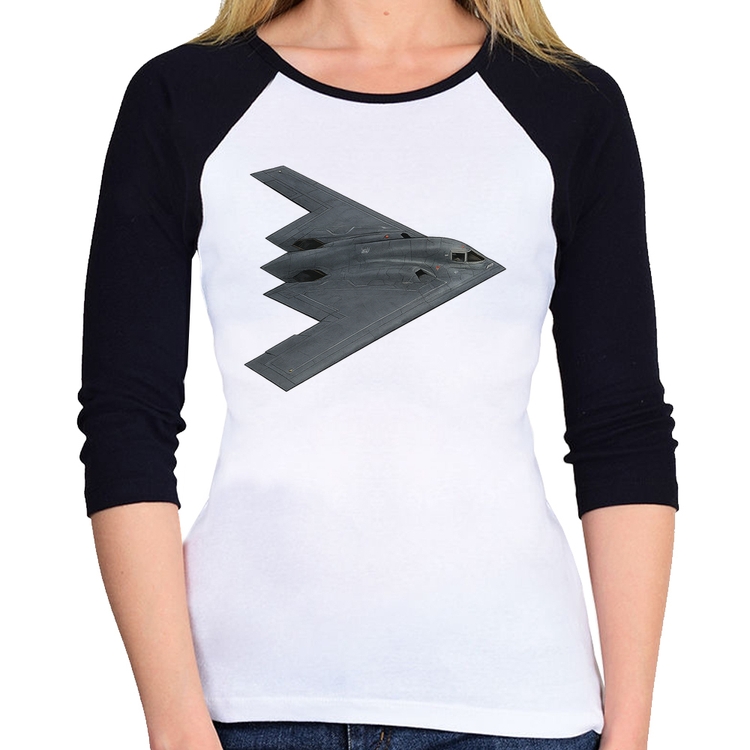 Baby Look Raglan B-2 Spirit Bombardeiro Furtivo Manga 3/4