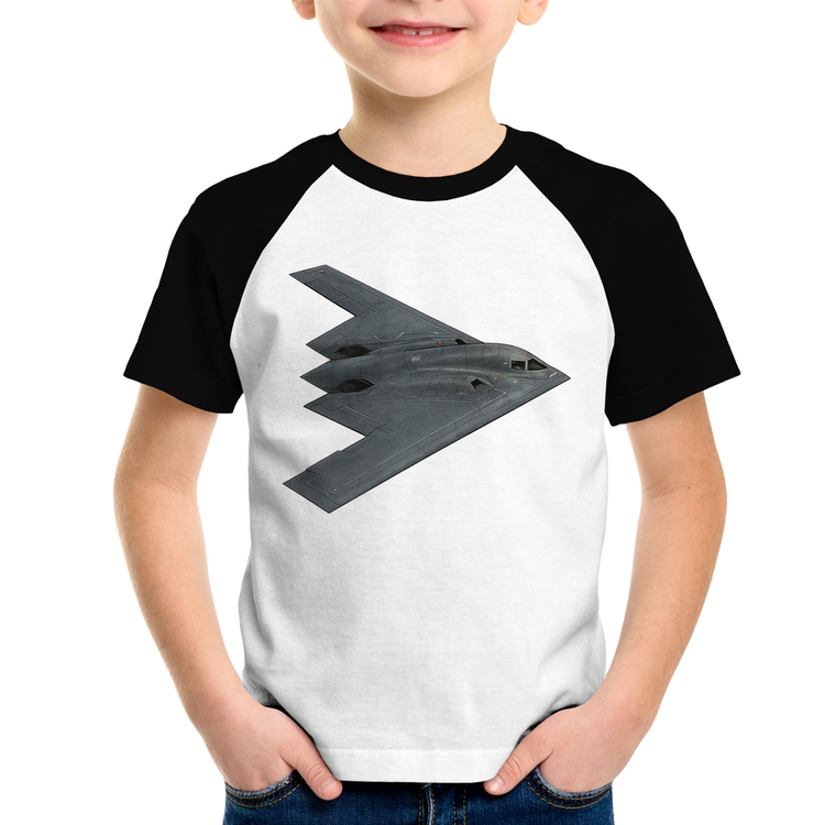 Camiseta Raglan Infantil B-2 Spirit Bombardeiro Furtivo
