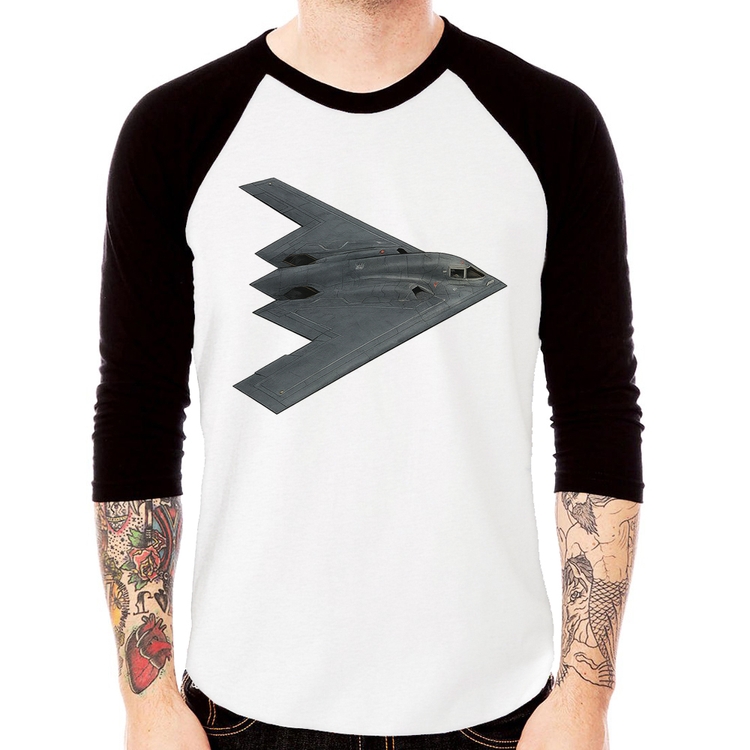 Camiseta Raglan B-2 Spirit Bombardeiro Furtivo Manga 3/4