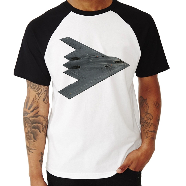 Camiseta Raglan B-2 Spirit Bombardeiro Furtivo