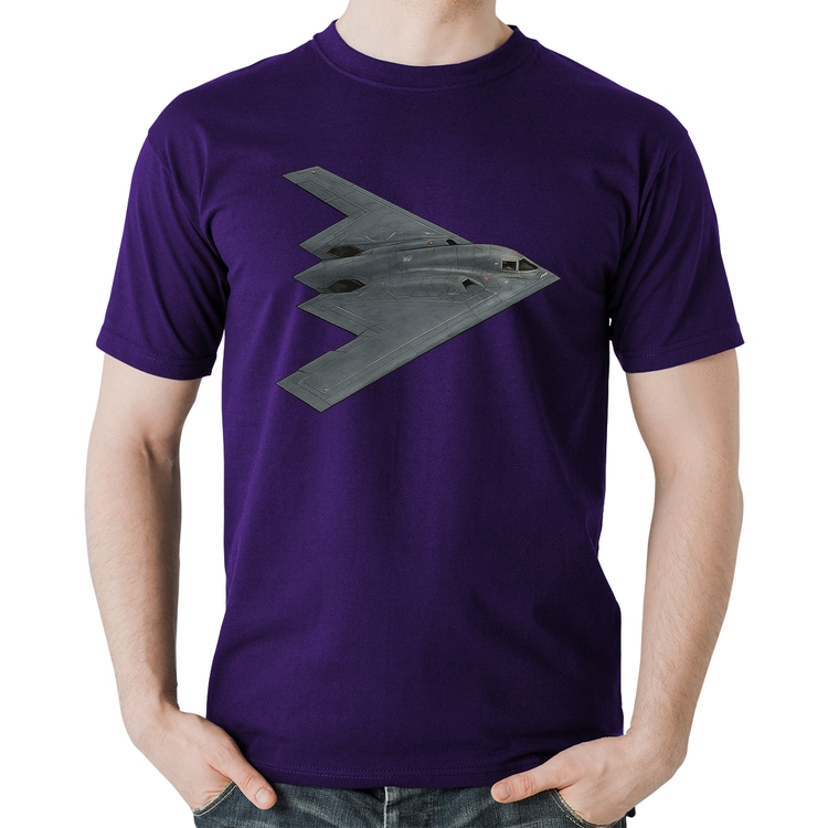 Camiseta Algodão B-2 Spirit Bombardeiro Furtivo - Roxa