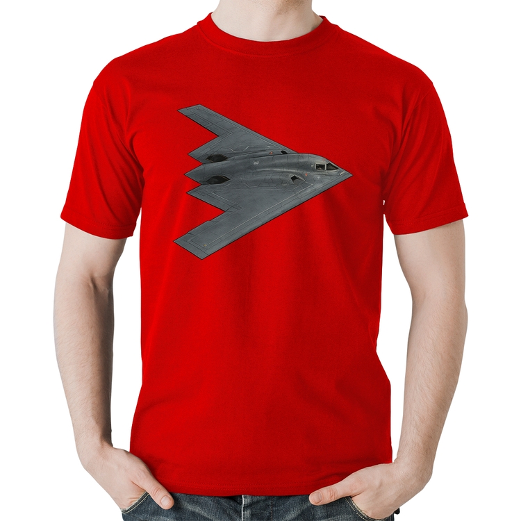 Camiseta Algodão B-2 Spirit Bombardeiro Furtivo - Vermelha