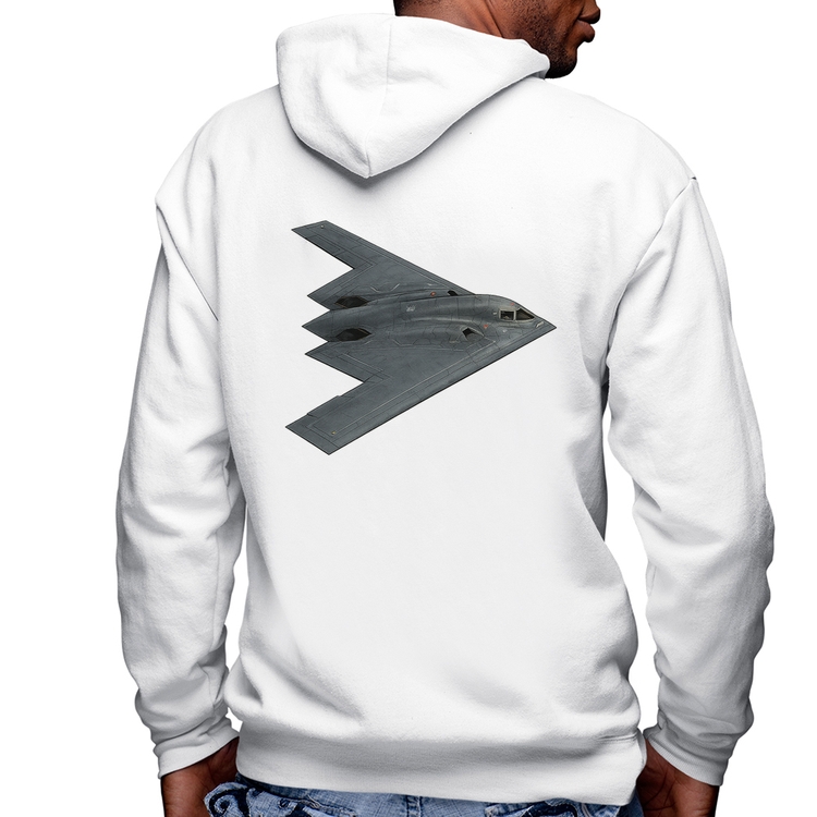 Blusa Moletom B-2 Spirit Bombardeiro Furtivo Masculina com Capuz e Zíper - Branca