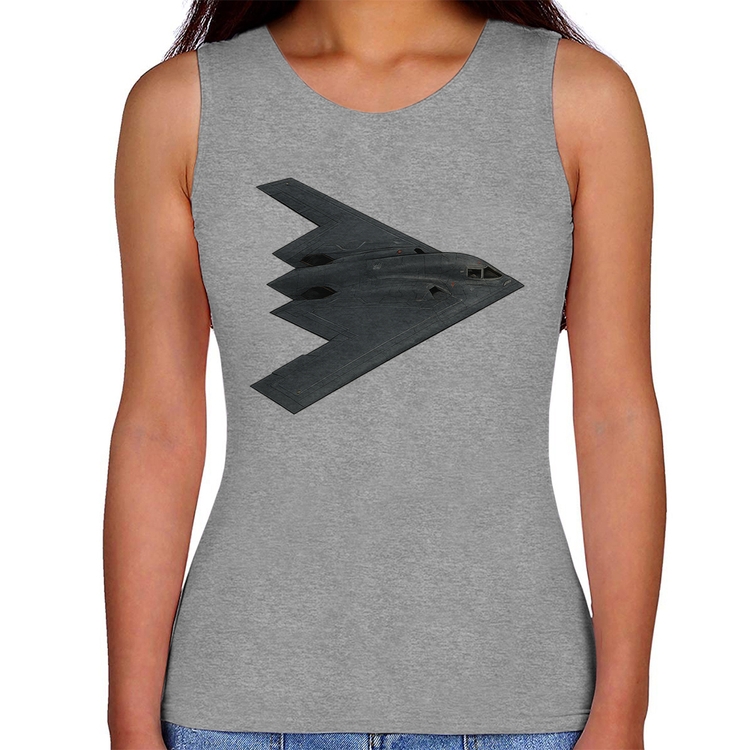 Regata Feminina B-2 Spirit Bombardeiro Furtivo - Cinza