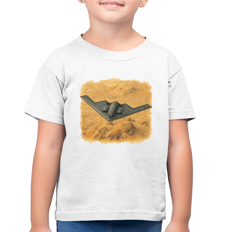 Camiseta Algodão Infantil B-2 Spirit Deserto - Branca