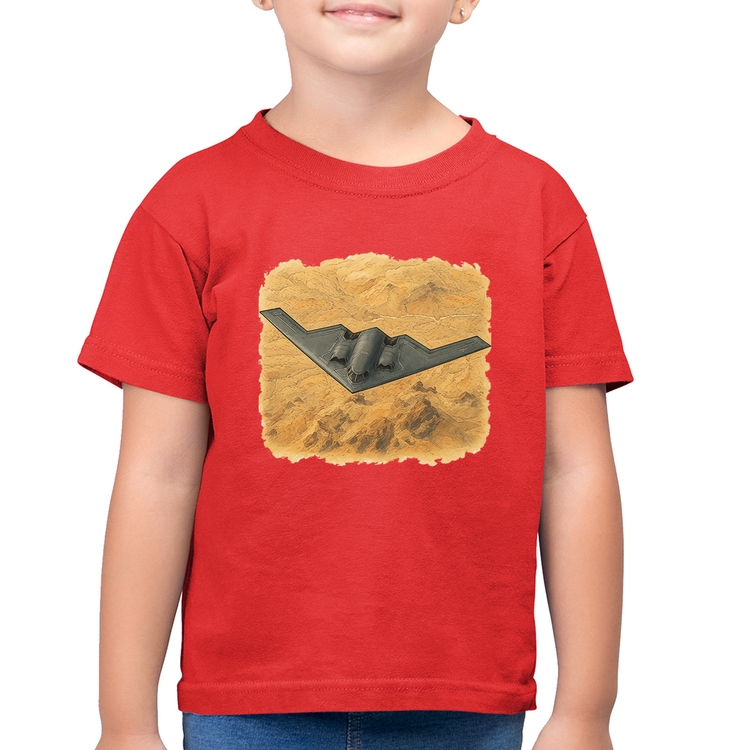 Camiseta Algodão Infantil B-2 Spirit Deserto - Vermelha