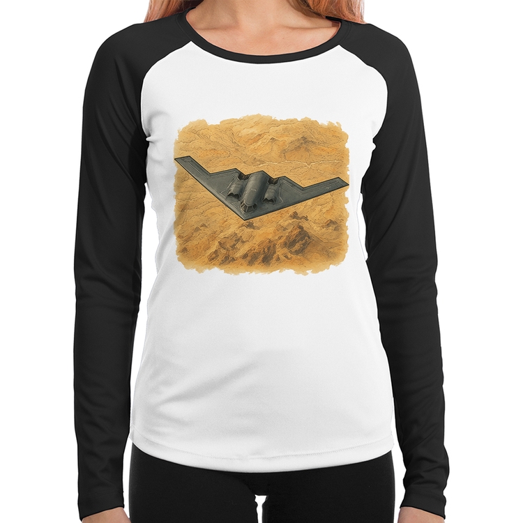 Baby Look Raglan B-2 Spirit Deserto Manga Longa