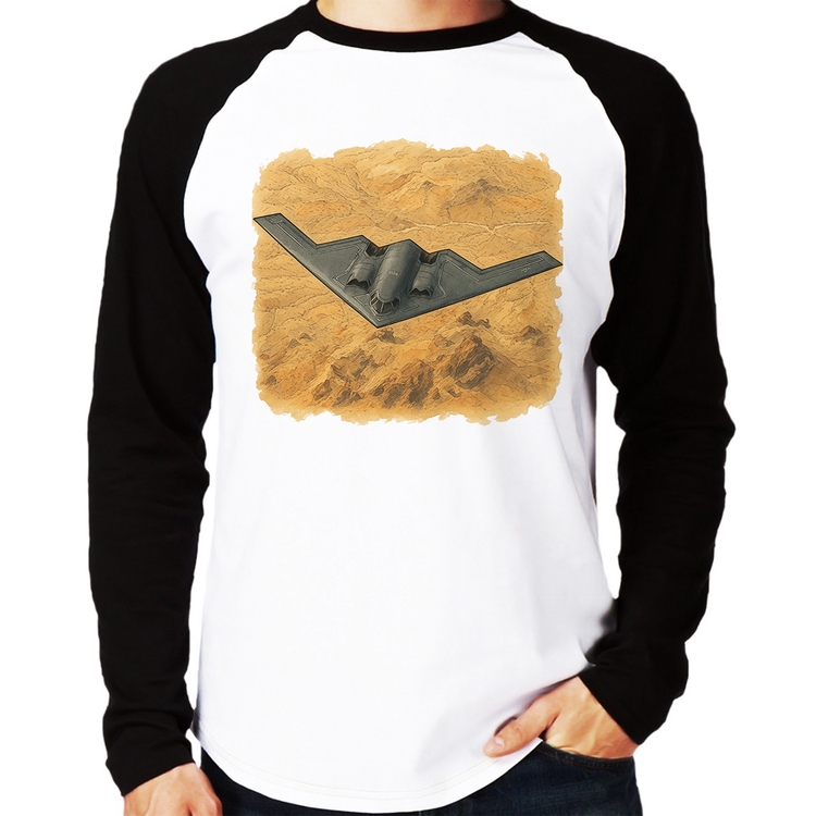 Camiseta Raglan B-2 Spirit Deserto Manga Longa