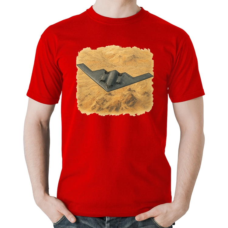 Camiseta Algodão B-2 Spirit Deserto - Vermelha