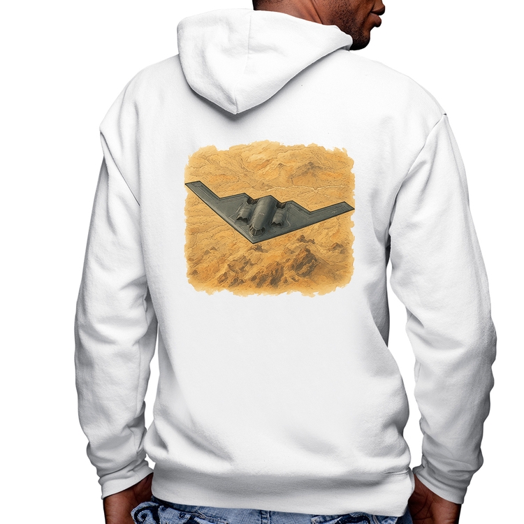 Blusa Moletom B-2 Spirit Deserto Masculina com Capuz e Zíper - Branca