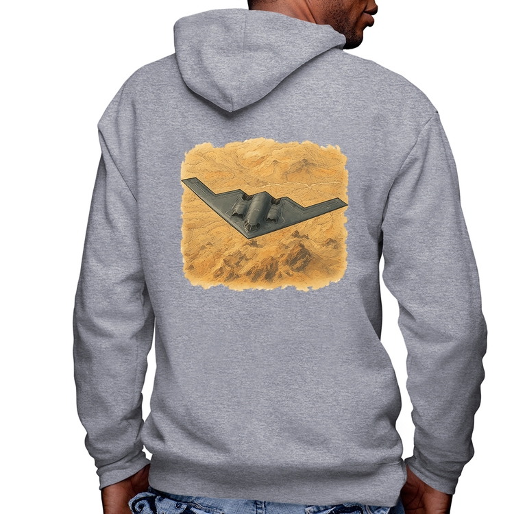 Blusa Moletom B-2 Spirit Deserto Masculina com Capuz e Zíper - Mescla