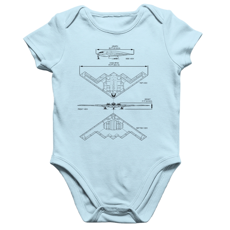 Body Bebê Algodão B-2 Spirit Especificações - Azul Bebê