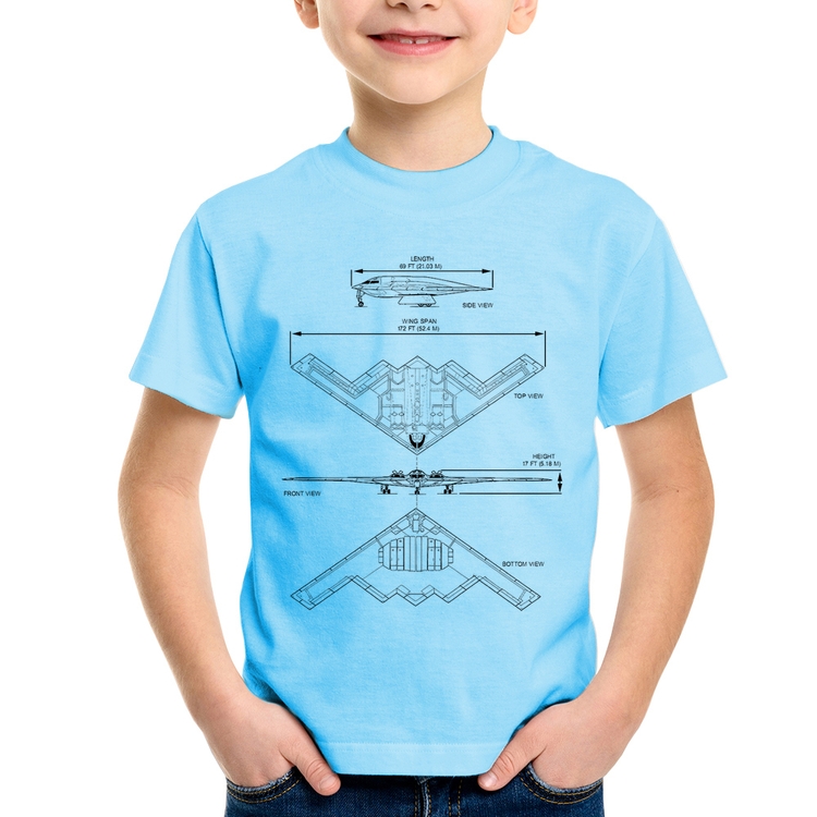 Camiseta Infantil B-2 Spirit Especificações - Azul Bebê