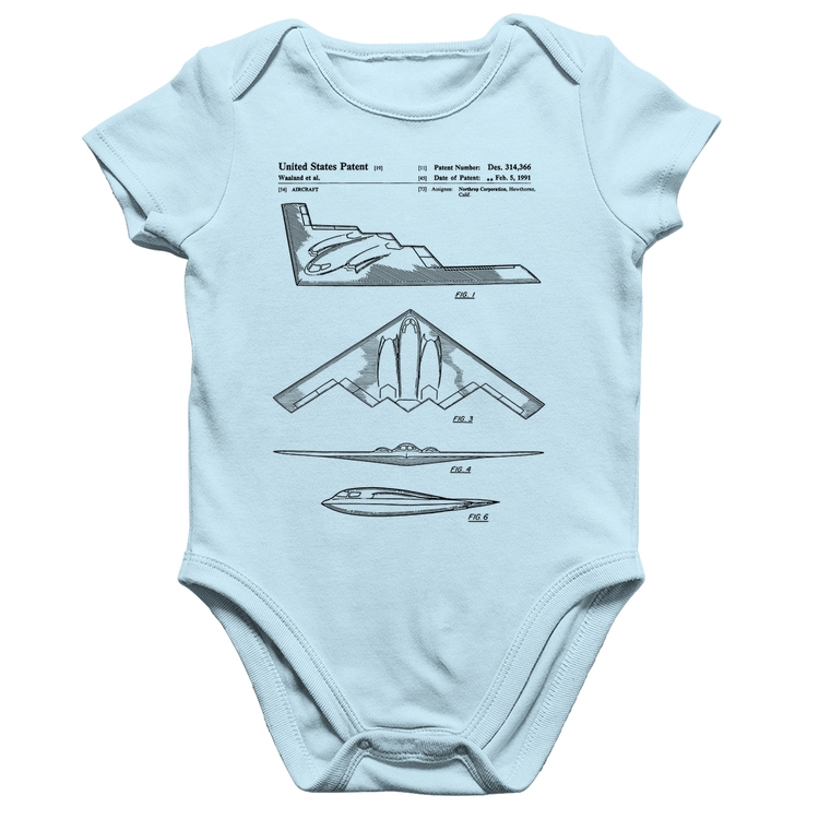 Body Bebê Algodão B-2 Spirit Patent - Azul Bebê