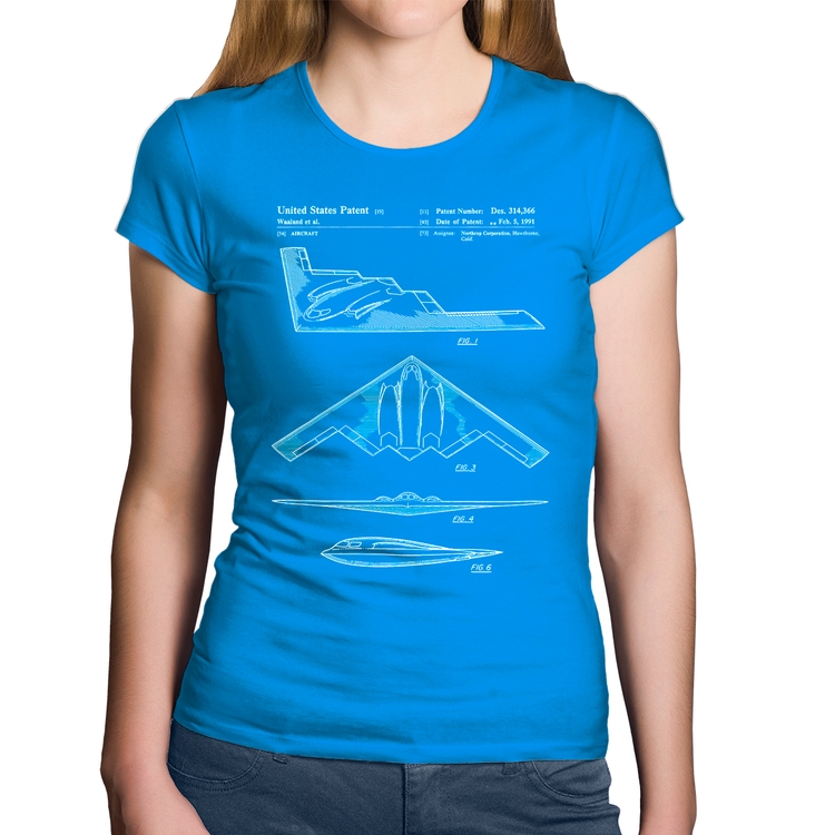 Baby Look Algodão B-2 Spirit Patent - Azul