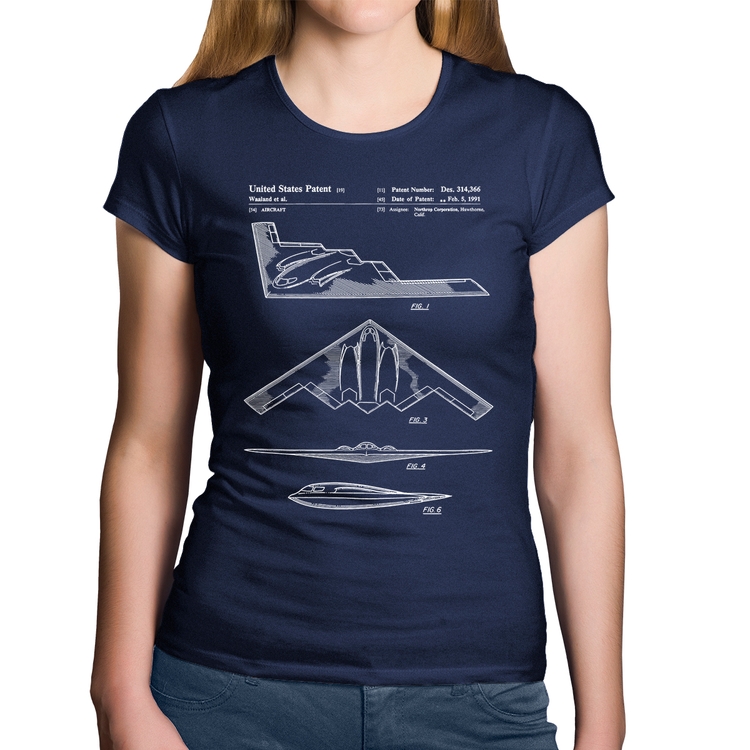 Baby Look Algodão B-2 Spirit Patent - Marinho