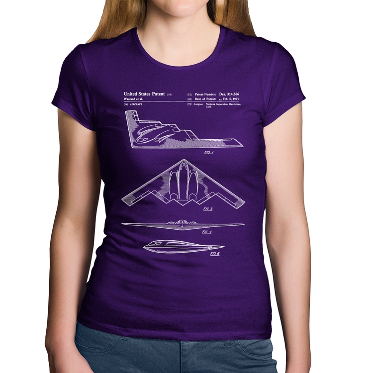 Baby Look Algodão B-2 Spirit Patent - Roxa