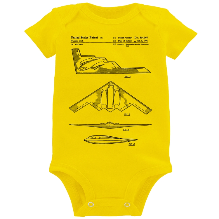 Body Bebê B-2 Spirit Patent - Amarelo