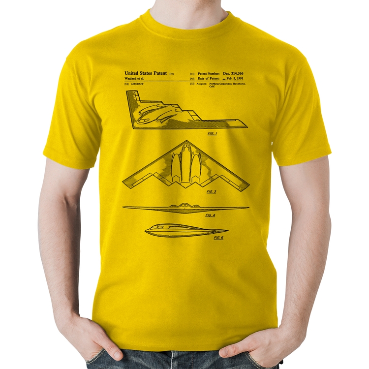 Camiseta Algodão B-2 Spirit Patent - Amarela