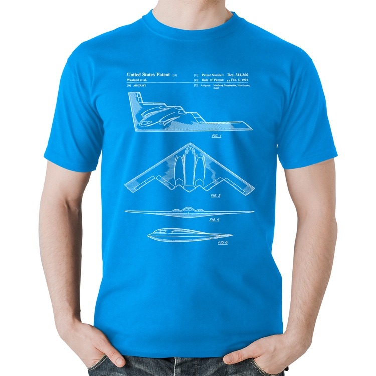 Camiseta Algodão B-2 Spirit Patent - Azul
