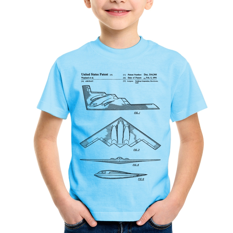 Camiseta Infantil B-2 Spirit Patent - Azul Bebê