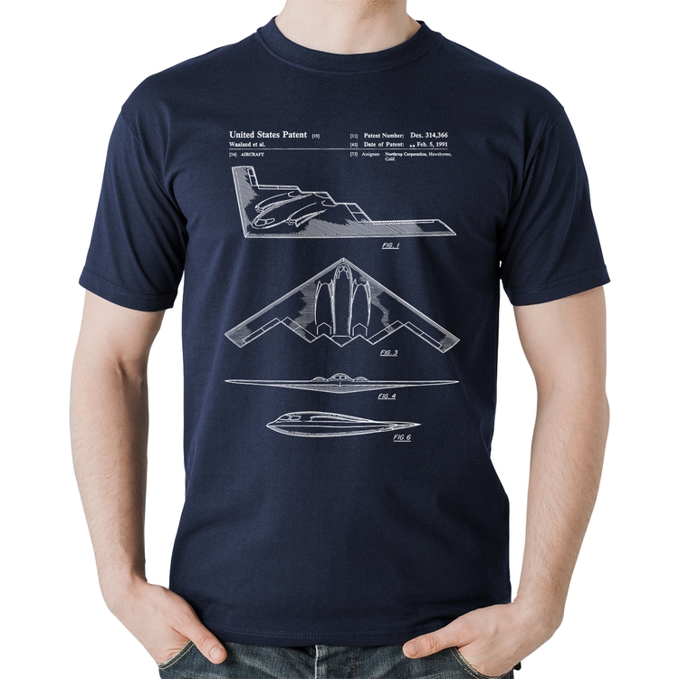 Camiseta Algodão B-2 Spirit Patent - Marinho