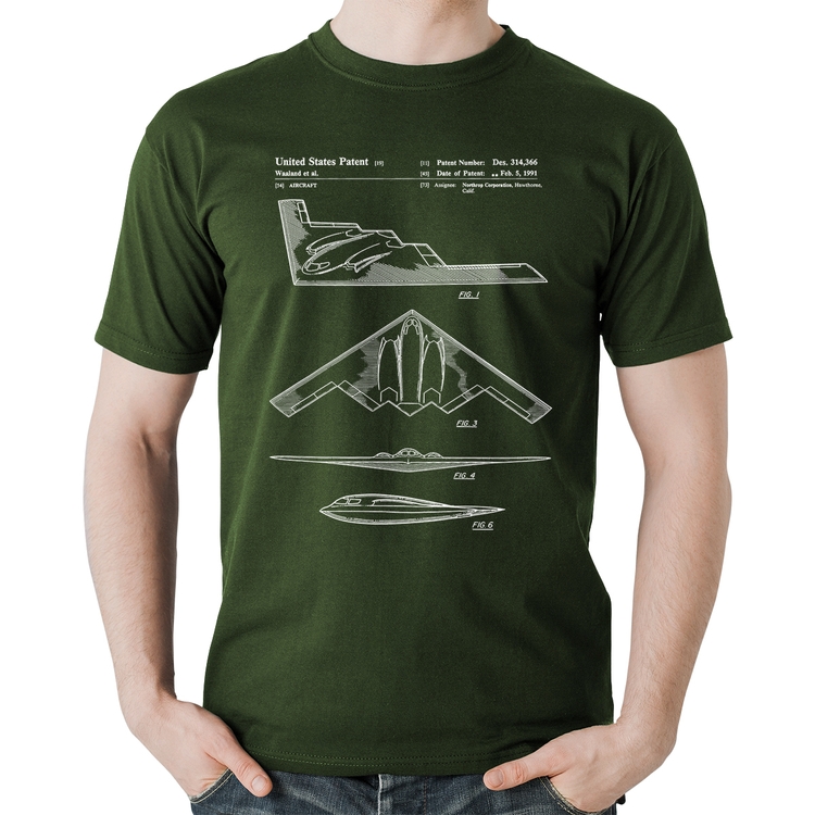 Camiseta Algodão B-2 Spirit Patent - Musgo