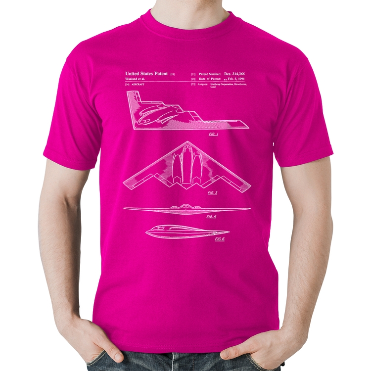 Camiseta Algodão B-2 Spirit Patent - Rosa