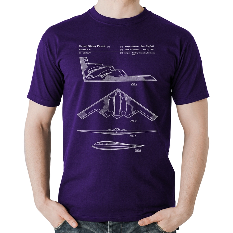 Camiseta Algodão B-2 Spirit Patent - Roxa