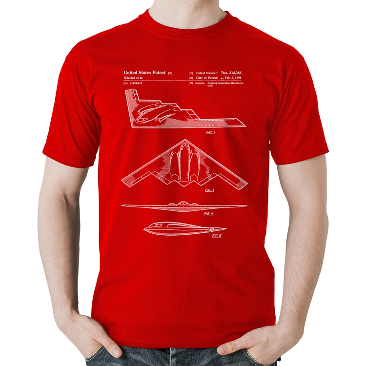 Camiseta Algodão B-2 Spirit Patent - Vermelha