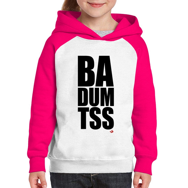 Moletom Infantil BA DUM TSS - Branco/Rosa