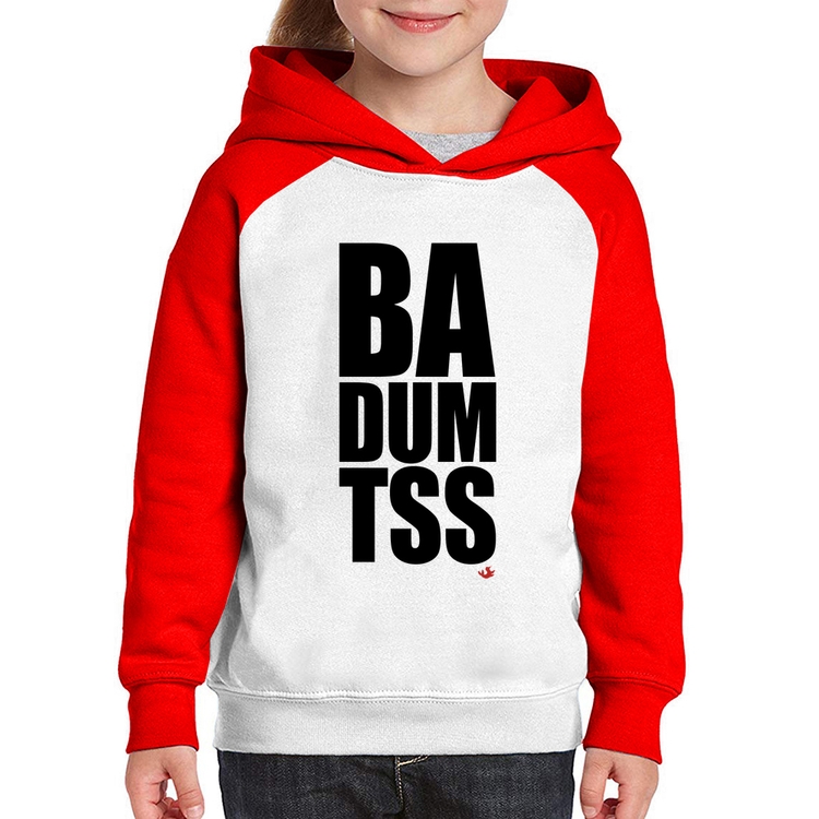 Moletom Infantil BA DUM TSS - Branco/Vermelho