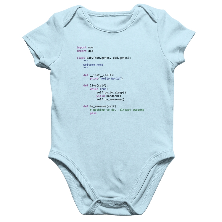 Body Bebê Algodão Baby Python Code - Azul Bebê