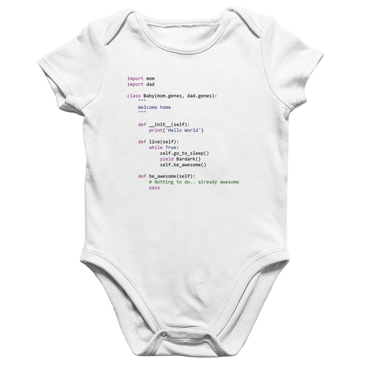 Body Bebê Algodão Baby Python Code - Branco