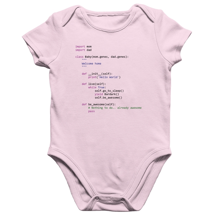 Body Bebê Algodão Baby Python Code - Rosa Bebê