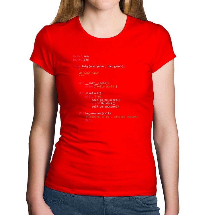 Baby Look Algodão Baby Python Code - Vermelha