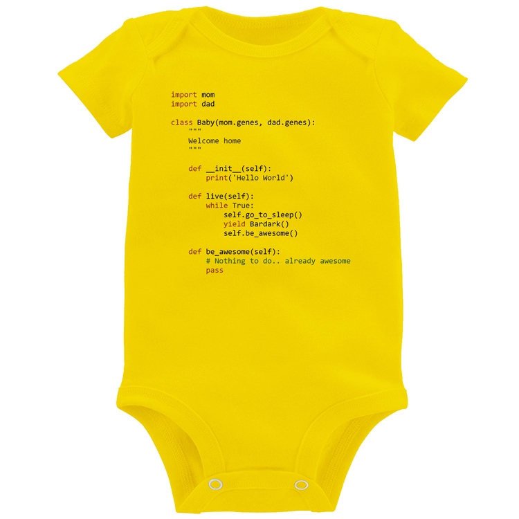 Body Bebê Baby Python Code - Amarelo