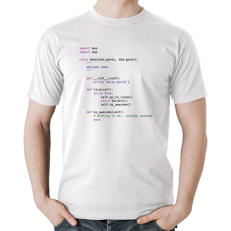 Camiseta Algodão Baby Python Code - Branca