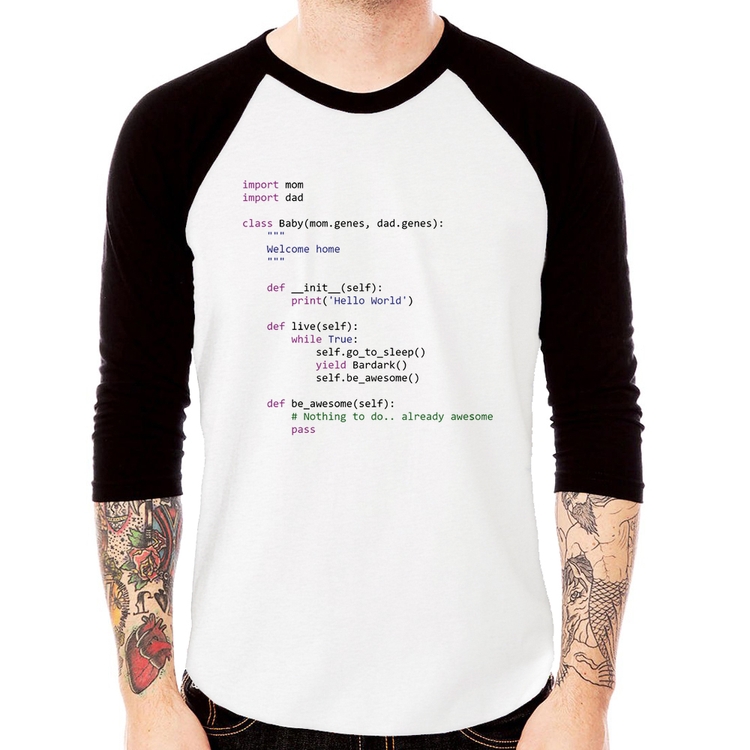 Camiseta Raglan Baby Python Code Manga 3/4