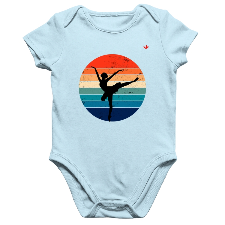 Body Bebê Algodão Ballet Vintage Sunset - Azul Bebê