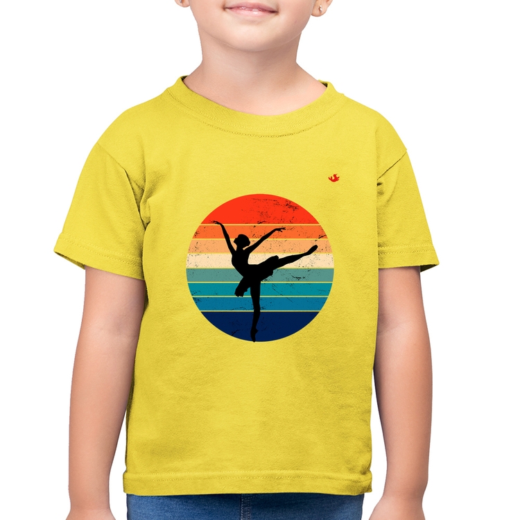 Camiseta Algodão Infantil Ballet Vintage Sunset - Amarelo Canário